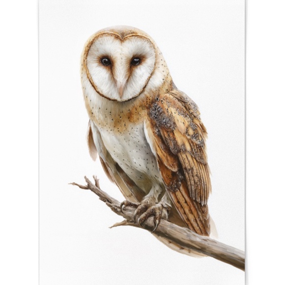 Watercolor Barn Owl Portrait Wall Art Print, Unframed - Mystical Woodland - Picture 2 of 6